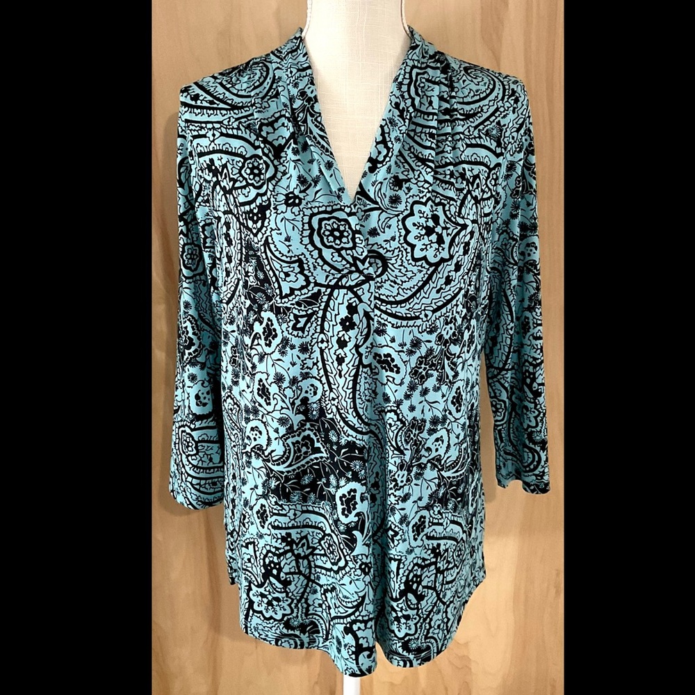 Charter Club Paisley Pullover 3/4 Sleeve Blouse EUC